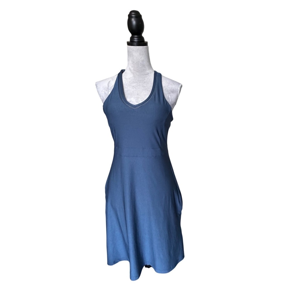 Mondetta Blue Performance Luxury Active Dress V-Neck Racerback Pockets Small